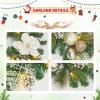 Garvee 6 Feet Christmas Garland with Lights for Mantle, Battery Operated Outdoor Christmas Garlands with Antlers Gold Balls, Prelit Garland Decorations for Fireplace Stair Railing TV Stand(White Gold)