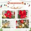 Garvee 6 Feet Christmas Garland with Lights for Mantle, Battery Operated Outdoor Christmas Garlands with Antlers Gold Balls, Prelit Garland Decorations for Fireplace Stair Railing TV Stand(Red)