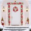 Garvee 6 Feet Christmas Garland with Lights for Mantle, Battery Operated Outdoor Christmas Garlands with Antlers Gold Balls, Prelit Garland Decorations for Fireplace Stair Railing TV Stand(Red White)