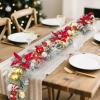Garvee 6 Feet Christmas Garland with Lights for Mantle, Battery Operated Outdoor Christmas Garlands with Antlers Gold Balls, Prelit Garland Decorations for Fireplace Stair Railing TV Stand(Red White)