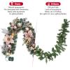 Garvee 6 Feet Christmas Garland with Lights for Mantle, Battery Operated Outdoor Christmas Garlands with Antlers Gold Balls, Prelit Garland Decorations for Fireplace Stair Railing TV Stand(Rose Gold)