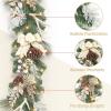 Garvee 6 Feet Christmas Garland with Lights for Mantle, Battery Operated Outdoor Christmas Garlands with Antlers Gold Balls, Prelit Garland Decorations for Fireplace Stair Railing TV Stand(Gold)
