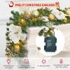 Garvee 6 Feet Christmas Garland with Lights for Mantle, Battery Operated Outdoor Christmas Garlands with Antlers Gold Balls, Prelit Garland Decorations for Fireplace Stair Railing TV Stand(White Gold)