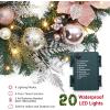 Garvee 6 Feet Christmas Garland with Lights for Mantle, Battery Operated Outdoor Christmas Garlands with Antlers Gold Balls, Prelit Garland Decorations for Fireplace Stair Railing TV Stand(Rose Gold)