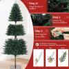Garvee 6 ft Christmas Tree, 6 ft Artificial Prelit Slim Pencil Tree with Warm White Lights & Metal Stand, Easy Assemble, Xmas Decor for Home Party Office Mall Holiday Decoration(Green Tree  Metal Stand)