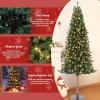 Garvee 6 ft Christmas Tree, 6 ft Artificial Prelit Slim Pencil Tree with Warm White Lights & Metal Stand, Easy Assemble, Xmas Decor for Home Party Office Mall Holiday Decoration(Green Tree  Metal Stand)