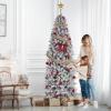 Garvee 6 ft Christmas Tree, 6 ft Artificial Prelit Slim Pencil Tree with Warm White Lights & Metal Stand, Easy Assemble, Xmas Decor for Home Party Office Mall Holiday Decoration(White)