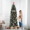 Garvee 6 ft Christmas Tree, 6 ft Artificial Prelit Slim Pencil Tree with Warm White Lights & Metal Stand, Easy Assemble, Xmas Decor for Home Party Office Mall Holiday Decoration(Green)