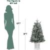 Garvee 6 ft Christmas Tree, 6 ft Artificial Prelit Slim Pencil Tree with Warm White Lights & Metal Stand, Easy Assemble, Xmas Decor for Home Party Office Mall Holiday Decoration(Green Tree  White Base)