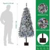 Garvee 6Ft Artificial Christmas Tree Prelit, Snow Flocked Xmas Tree with 458 PE Branch Tips, 200 Colorful Lights, Metal Stand, Full & Realistic Appearance for Christmas Decor(5ft 10in)
