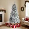 Garvee 6Ft Artificial Christmas Tree Prelit, Snow Flocked Xmas Tree with 458 PE Branch Tips, 200 Colorful Lights, Metal Stand, Full & Realistic Appearance for Christmas Decor(5ft 10in)