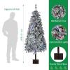 Garvee 6Ft Artificial Christmas Tree Prelit, Snow Flocked Xmas Tree with 458 PE Branch Tips, 200 Colorful Lights, Metal Stand, Full & Realistic Appearance for Christmas Decor(6ft 10in)