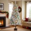 Garvee 6Ft Artificial Christmas Tree Prelit, Snow Flocked Xmas Tree with 458 PE Branch Tips, 200 Colorful Lights, Metal Stand, Full & Realistic Appearance for Christmas Decor(5ft 10in)