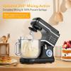 Garvee 7.5 QT Stand Food Mixer, 10-Speed Tilt Head 3 in-1 Kitchen Electric Mixer with Stainless Steel Bowl, Egg Whisk, Dough Hook, Beater, Splash Guard, Compact Dough Mixer for Home Cooks, Silver(BLACK)