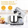Garvee 7.5 QT Stand Food Mixer, 10-Speed Tilt Head 3 in-1 Kitchen Electric Mixer with Stainless Steel Bowl, Egg Whisk, Dough Hook, Beater, Splash Guard, Compact Dough Mixer for Home Cooks, Silver(SILVER)