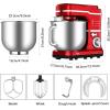 Garvee 7.5 QT Stand Food Mixer, 10-Speed Tilt Head 3 in-1 Kitchen Electric Mixer with Stainless Steel Bowl, Egg Whisk, Dough Hook, Beater, Splash Guard, Compact Dough Mixer for Home Cooks, Silver(Red)