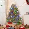 Garvee 7.5 ft Pre-Decorated Artificial Christmas Tree Prelit, Partially Flocked Design Xmas Tree with 1042 Branch Tips, 550 LED Lights, Pinecones & Metal Stand for Christmas Decorations(Green)
