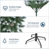 Garvee 7.5 ft Pre-Decorated Artificial Christmas Tree Prelit, Partially Flocked Design Xmas Tree with 1042 Branch Tips, 550 LED Lights, Pinecones & Metal Stand for Christmas Decorations(Green With Pinecones)