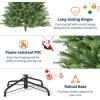 Garvee 7.5 ft Pre-Decorated Artificial Christmas Tree Prelit, Partially Flocked Design Xmas Tree with 1042 Branch Tips, 550 LED Lights, Pinecones & Metal Stand for Christmas Decorations(Green)