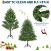 Garvee 7.5 ft Pre-Decorated Artificial Christmas Tree Prelit, Partially Flocked Design Xmas Tree with 1042 Branch Tips, 550 LED Lights, Pinecones & Metal Stand for Christmas Decorations(Green)