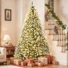 Garvee 7.5 ft Pre-Decorated Artificial Christmas Tree Prelit, Partially Flocked Design Xmas Tree with 1042 Branch Tips, 550 LED Lights, Pinecones & Metal Stand for Christmas Decorations(Green With Pinecones)