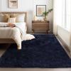 Garvee 8×10 Area Rug for Living Room, Fluffy Shag Soft Washable Rugs Large Fuzzy Plush Indoor Carpet for Bedroom Nursery Playroom Kids Girls Boys Room (Black)(Dark Navy)