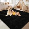 Garvee 8×10 Area Rug for Living Room, Fluffy Shag Soft Washable Rugs Large Fuzzy Plush Indoor Carpet for Bedroom Nursery Playroom Kids Girls Boys Room (Black)(Black)