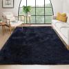 Garvee 8×10 Area Rug for Living Room, Fluffy Shag Soft Washable Rugs Large Fuzzy Plush Indoor Carpet for Bedroom Nursery Playroom Kids Girls Boys Room (Black)(Dark Navy)