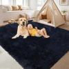 Garvee 8×10 Area Rug for Living Room, Fluffy Shag Soft Washable Rugs Large Fuzzy Plush Indoor Carpet for Bedroom Nursery Playroom Kids Girls Boys Room (Black)(Dark Navy)