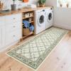Garvee 8×10 Area Rugs Washable Rugs for Living Room Modern Solid Minimalist Border Rug Soft Bedroom Rug Non Slip Floor Cover Stain Resistant Throw Carpet for Dining Room Apartment Nursery，Black/Grey(Floral – Green)