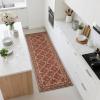 Garvee 8×10 Area Rugs Washable Rugs for Living Room Modern Solid Minimalist Border Rug Soft Bedroom Rug Non Slip Floor Cover Stain Resistant Throw Carpet for Dining Room Apartment Nursery，Black/Grey(Floral – Red)