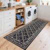 Garvee 8×10 Area Rugs Washable Rugs for Living Room Modern Solid Minimalist Border Rug Soft Bedroom Rug Non Slip Floor Cover Stain Resistant Throw Carpet for Dining Room Apartment Nursery，Black/Grey(Floral – Black)
