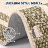 Garvee 8×10 Area Rugs Washable Rugs for Living Room Modern Solid Minimalist Border Rug Soft Bedroom Rug Non Slip Floor Cover Stain Resistant Throw Carpet for Dining Room Apartment Nursery，Black/Grey(Green/Taupe|border)