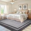 Garvee 8×10 Area Rugs Washable Rugs for Living Room Modern Solid Minimalist Border Rug Soft Bedroom Rug Non Slip Floor Cover Stain Resistant Throw Carpet for Dining Room Apartment Nursery，Black/Grey(Black/Grey-border)