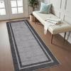 Garvee 8×10 Area Rugs Washable Rugs for Living Room Modern Solid Minimalist Border Rug Soft Bedroom Rug Non Slip Floor Cover Stain Resistant Throw Carpet for Dining Room Apartment Nursery，Black/Grey(Black/Grey|border)