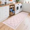Garvee 8×10 Area Rugs Washable Rugs for Living Room Modern Solid Minimalist Border Rug Soft Bedroom Rug Non Slip Floor Cover Stain Resistant Throw Carpet for Dining Room Apartment Nursery，Black/Grey(Floral – Pink)