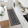 Garvee 8×10 Area Rugs Washable Rugs for Living Room Modern Solid Minimalist Border Rug Soft Bedroom Rug Non Slip Floor Cover Stain Resistant Throw Carpet for Dining Room Apartment Nursery，Black/Grey(Floral – Black)
