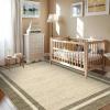 Garvee 8×10 Area Rugs Washable Rugs for Living Room Modern Solid Minimalist Border Rug Soft Bedroom Rug Non Slip Floor Cover Stain Resistant Throw Carpet for Dining Room Apartment Nursery，Black/Grey(Green/Taupe|border)