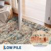 Garvee 8×10 Rug Washable Vintage Boho Large Rugs for Living Room Non Slip Kids Playroom Floor Mat Non Shedding Soft Bedroom Rug Low Pile Soft Thin Foldable Indoor Rugs for Classroom Dining, Beige(Green Brown)