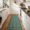 Garvee 8×10 Rug Washable Vintage Boho Large Rugs for Living Room Non Slip Kids Playroom Floor Mat Non Shedding Soft Bedroom Rug Low Pile Soft Thin Foldable Indoor Rugs for Classroom Dining, Beige(Boho Floral | Green)