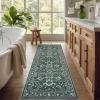 Garvee 8×10 Rug Washable Vintage Boho Large Rugs for Living Room Non Slip Kids Playroom Floor Mat Non Shedding Soft Bedroom Rug Low Pile Soft Thin Foldable Indoor Rugs for Classroom Dining, Beige(Floral | Dark Green)