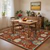 Garvee 8×10 Rug Washable Vintage Boho Large Rugs for Living Room Non Slip Kids Playroom Floor Mat Non Shedding Soft Bedroom Rug Low Pile Soft Thin Foldable Indoor Rugs for Classroom Dining, Beige(Retro | Brick Red)