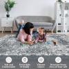 Garvee 8×10 ft Distressed Vintage Floral Print Area Rug,Non-Slip Indoor Washable Rug, Stain Resistant Retro Accent Low Pile Carpet for Living Room/Bedroom/Kitchen/Dining Room/Kids Room/Nursery(Blue)(Grey)
