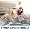 Garvee 9×12 Area Rug Washable Rugs for Living Room Modern Abstract Rug Modern Abstract Area Rugs Stain Resistant Throw Carpet Non-Slip Soft Floor Mat for Nursery Home Office Dining Room，Blue(Grey-wave)
