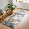 Garvee 9×12 Area Rug Washable Rugs for Living Room Modern Abstract Rug Modern Abstract Area Rugs Stain Resistant Throw Carpet Non-Slip Soft Floor Mat for Nursery Home Office Dining Room，Blue(Brown-abstract1)