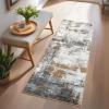 Garvee 9×12 Area Rug Washable Rugs for Living Room Modern Abstract Rug Modern Abstract Area Rugs Stain Resistant Throw Carpet Non-Slip Soft Floor Mat for Nursery Home Office Dining Room，Blue(Brown-abstract1)