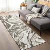 Garvee 9×12 Area Rug Washable Rugs for Living Room Modern Abstract Rug Modern Abstract Area Rugs Stain Resistant Throw Carpet Non-Slip Soft Floor Mat for Nursery Home Office Dining Room，Blue(Taupe-wave)