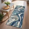 Garvee 9×12 Area Rug Washable Rugs for Living Room Modern Abstract Rug Modern Abstract Area Rugs Stain Resistant Throw Carpet Non-Slip Soft Floor Mat for Nursery Home Office Dining Room，Blue(Green-wave)