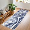 Garvee 9×12 Area Rug Washable Rugs for Living Room Modern Abstract Rug Modern Abstract Area Rugs Stain Resistant Throw Carpet Non-Slip Soft Floor Mat for Nursery Home Office Dining Room，Blue(Blue-wave)