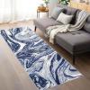 Garvee 9×12 Area Rug Washable Rugs for Living Room Modern Abstract Rug Modern Abstract Area Rugs Stain Resistant Throw Carpet Non-Slip Soft Floor Mat for Nursery Home Office Dining Room，Blue(Blue-wave)
